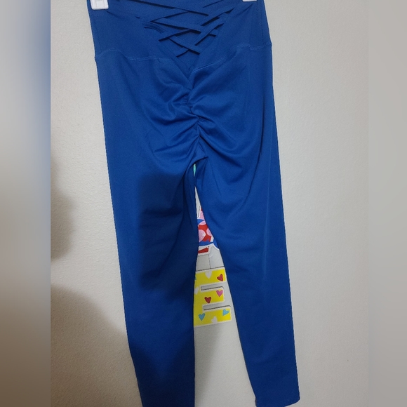 Blue Criss-cross Leggings - Picture 3 of 5